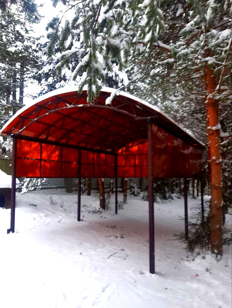 Арочный автонавес двойной с поликарбонатом